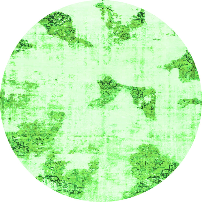 Round Abstract Green Modern Rug, abs1913grn