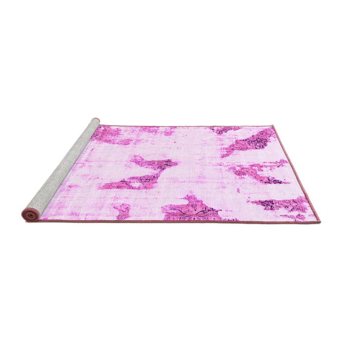 Sideview of Machine Washable Abstract Pink Modern Rug, wshabs1913pnk