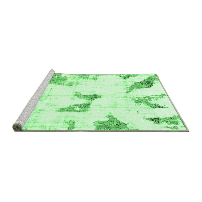 Sideview of Machine Washable Abstract Emerald Green Modern Area Rugs, wshabs1913emgrn