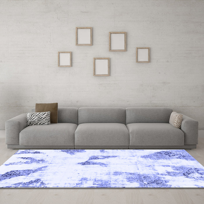 Machine Washable Abstract Blue Modern Rug in a Living Room, wshabs1913blu