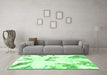 Machine Washable Abstract Emerald Green Modern Area Rugs in a Living Room,, wshabs1913emgrn