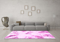 Machine Washable Abstract Pink Modern Rug, wshabs1913pnk