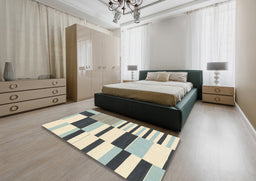 Abstract Vanilla Gold Modern Rug in a Bedroom, abs1914