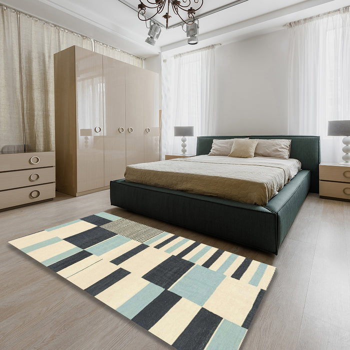 Abstract Vanilla Gold Modern Rug in a Bedroom, abs1914