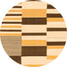 Round Machine Washable Abstract Orange Modern Area Rugs, wshabs1914org