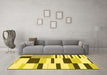 Machine Washable Abstract Yellow Modern Rug in a Living Room, wshabs1914yw