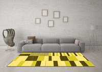 Machine Washable Abstract Yellow Modern Rug, wshabs1914yw