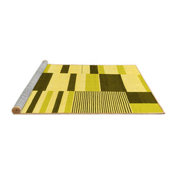 Sideview of Machine Washable Abstract Yellow Modern Rug, wshabs1914yw