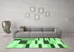 Machine Washable Abstract Emerald Green Modern Area Rugs in a Living Room,, wshabs1914emgrn