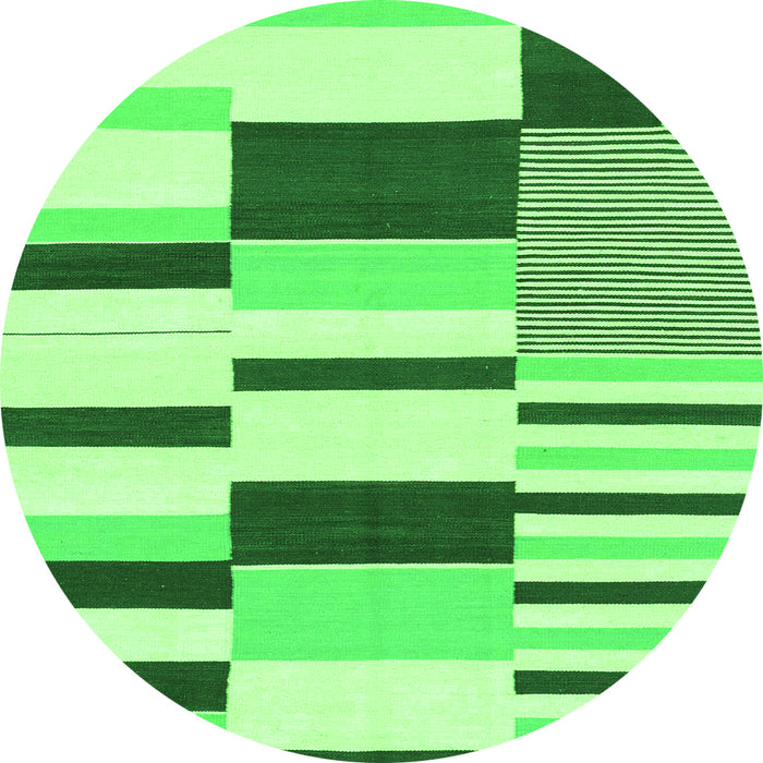 Round Machine Washable Abstract Green Modern Area Rugs, wshabs1914grn