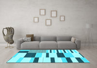 Machine Washable Abstract Light Blue Modern Rug, wshabs1914lblu