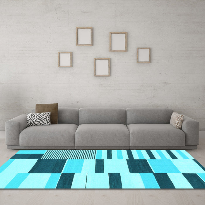 Machine Washable Abstract Light Blue Modern Rug in a Living Room, wshabs1914lblu