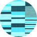 Round Machine Washable Abstract Light Blue Modern Rug, wshabs1914lblu