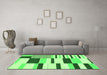 Machine Washable Abstract Green Modern Area Rugs in a Living Room,, wshabs1914grn