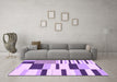 Machine Washable Abstract Purple Modern Area Rugs in a Living Room, wshabs1914pur