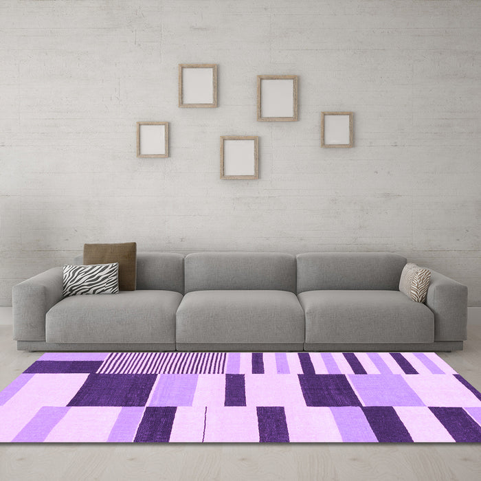 Machine Washable Abstract Purple Modern Area Rugs in a Living Room, wshabs1914pur
