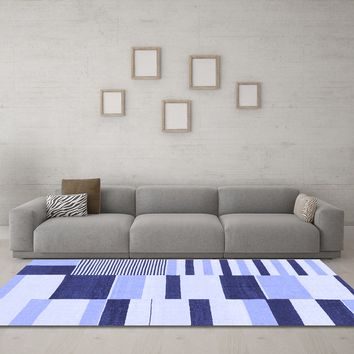 Machine Washable Abstract Blue Modern Rug in a Living Room, wshabs1914blu
