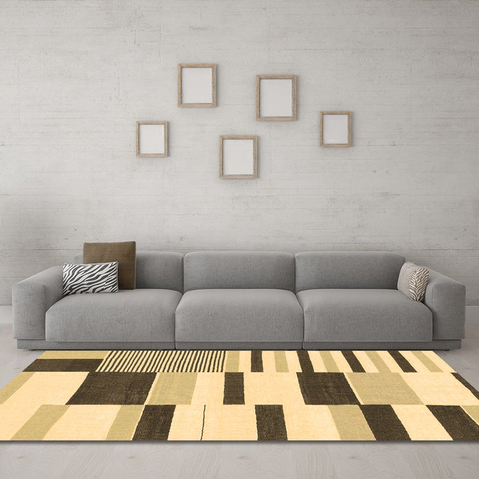 Machine Washable Abstract Brown Modern Rug in a Living Room,, wshabs1914brn