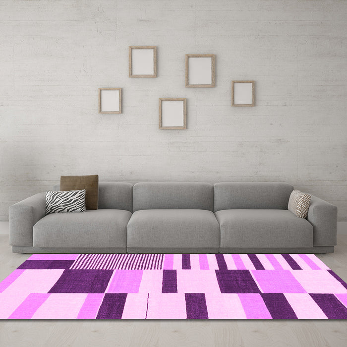 Machine Washable Abstract Pink Modern Rug in a Living Room, wshabs1914pnk