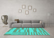 Machine Washable Abstract Turquoise Modern Area Rugs in a Living Room,, wshabs1915turq