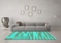 Machine Washable Abstract Turquoise Modern Rug, wshabs1915turq