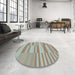 Round Machine Washable Abstract Orange Brown Rug in a Office, wshabs1915