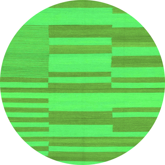 Round Machine Washable Abstract Green Modern Area Rugs, wshabs1915grn