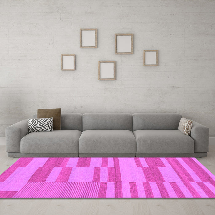 Machine Washable Abstract Pink Modern Rug in a Living Room, wshabs1915pnk