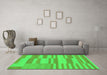 Machine Washable Abstract Green Modern Area Rugs in a Living Room,, wshabs1915grn