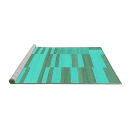Sideview of Machine Washable Abstract Turquoise Modern Area Rugs, wshabs1915turq