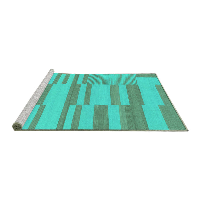 Sideview of Machine Washable Abstract Turquoise Modern Area Rugs, wshabs1915turq