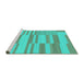 Sideview of Machine Washable Abstract Turquoise Modern Area Rugs, wshabs1915turq