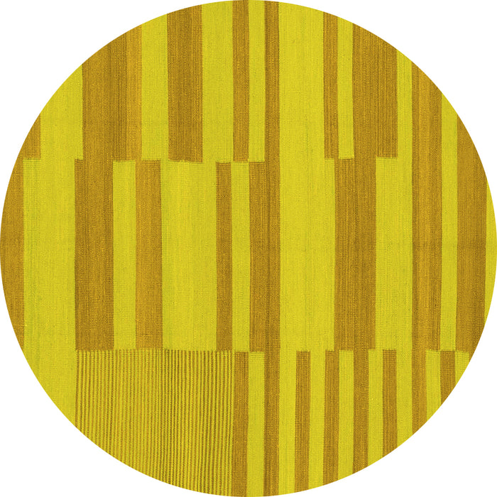 Round Abstract Yellow Modern Rug, abs1915yw