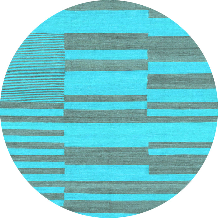 Round Abstract Light Blue Modern Rug, abs1915lblu