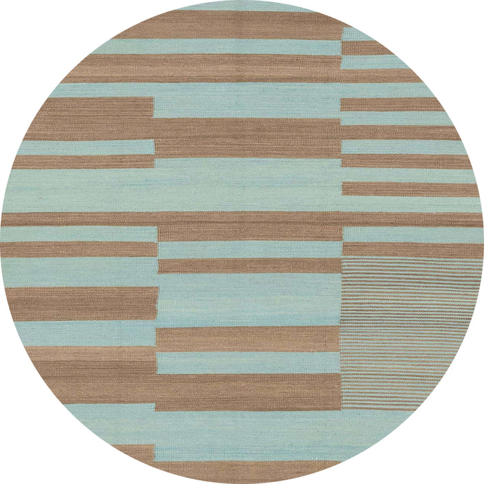 Round Abstract Orange Brown Modern Rug, abs1915