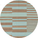 Round Abstract Orange Brown Modern Rug, abs1915