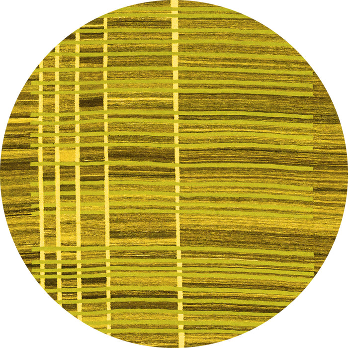 Round Machine Washable Abstract Yellow Modern Rug, wshabs1916yw