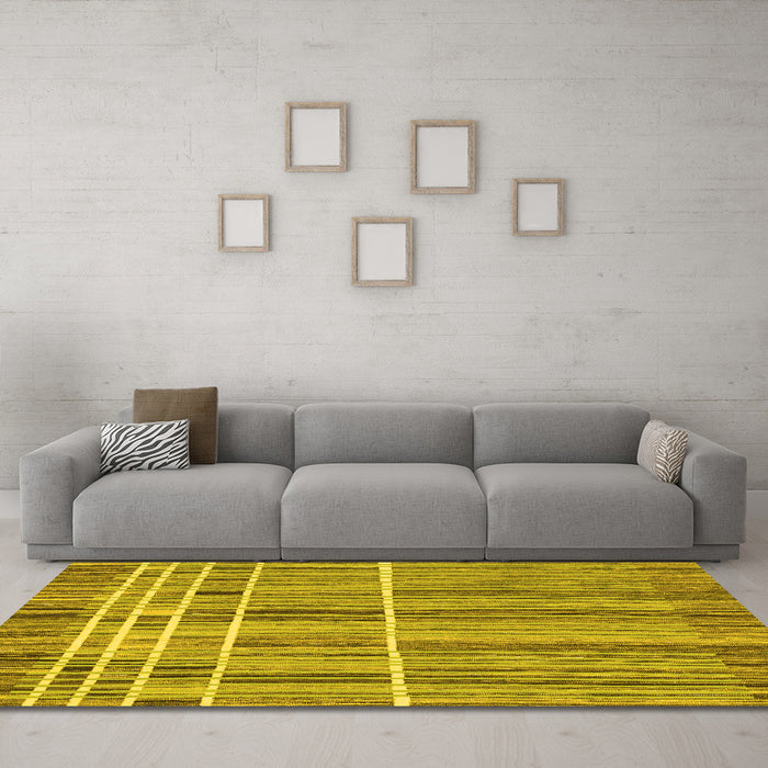 Machine Washable Abstract Yellow Modern Rug in a Living Room, wshabs1916yw