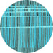 Round Machine Washable Abstract Light Blue Modern Rug, wshabs1916lblu