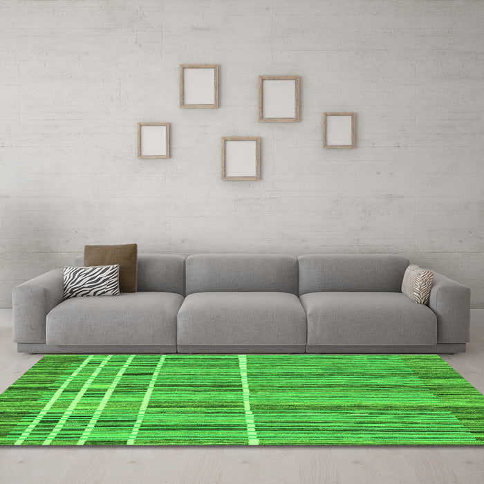 Machine Washable Abstract Green Modern Area Rugs in a Living Room,, wshabs1916grn