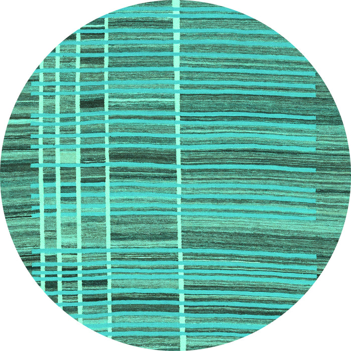 Round Machine Washable Abstract Turquoise Modern Area Rugs, wshabs1916turq