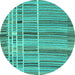 Round Machine Washable Abstract Turquoise Modern Area Rugs, wshabs1916turq