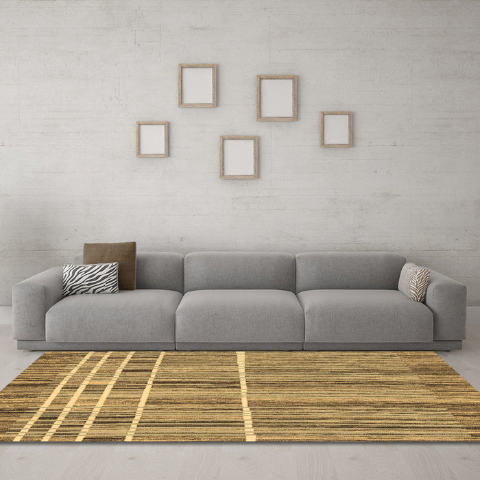 Machine Washable Abstract Brown Modern Rug in a Living Room,, wshabs1916brn