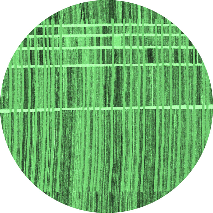 Round Machine Washable Abstract Emerald Green Modern Area Rugs, wshabs1916emgrn