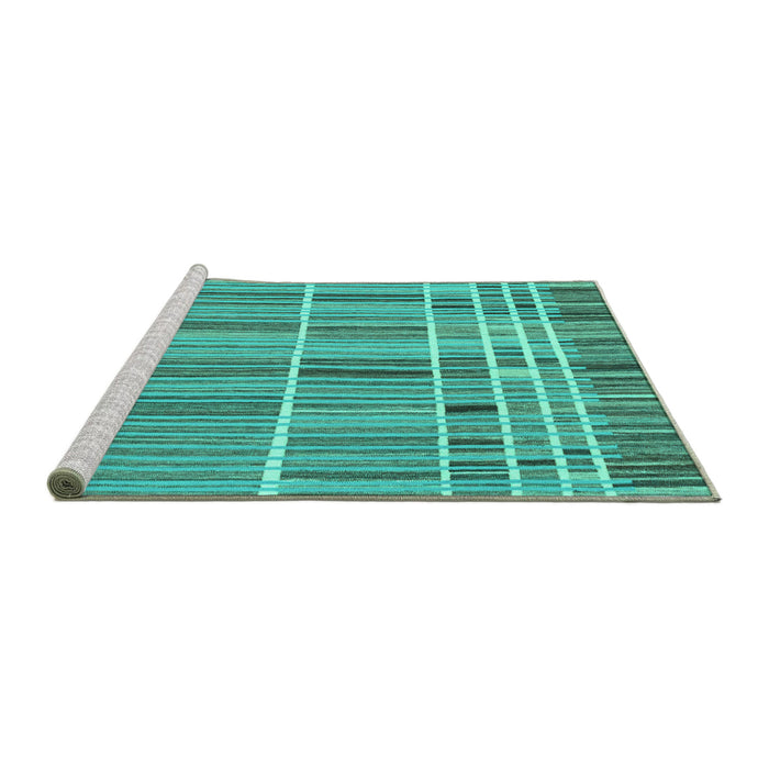 Sideview of Machine Washable Abstract Turquoise Modern Area Rugs, wshabs1916turq