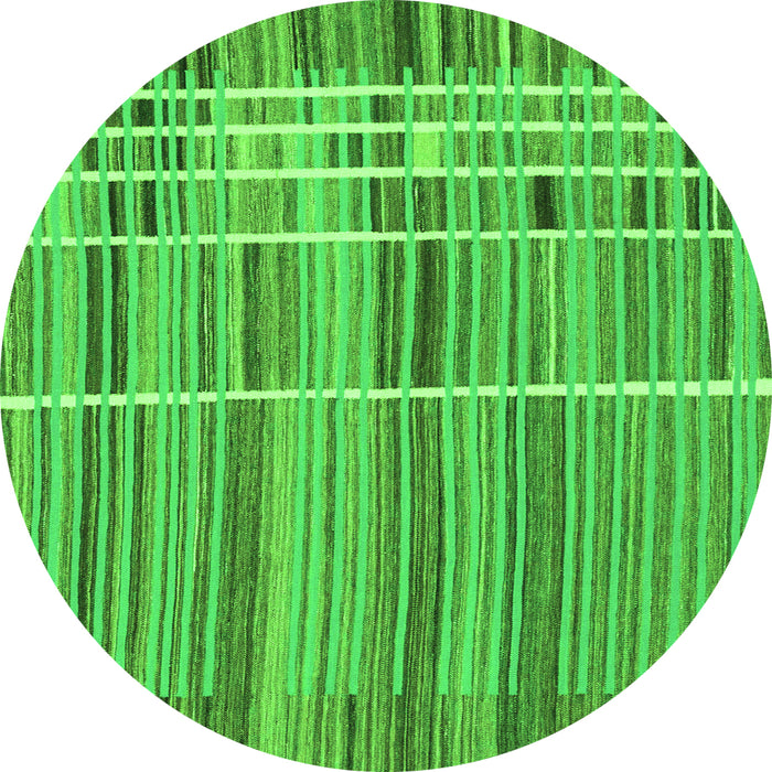 Round Machine Washable Abstract Green Modern Area Rugs, wshabs1916grn