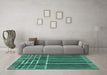 Machine Washable Abstract Turquoise Modern Area Rugs in a Living Room,, wshabs1917turq