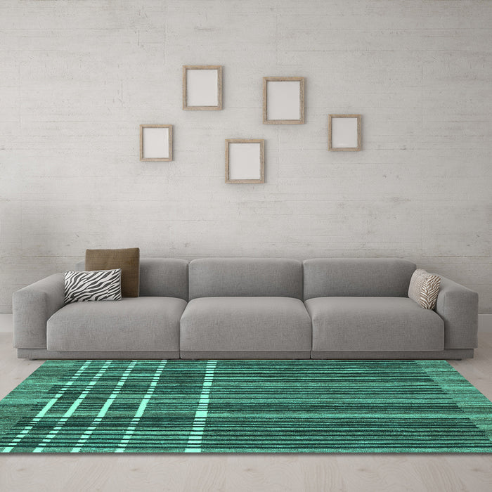 Machine Washable Abstract Turquoise Modern Area Rugs in a Living Room,, wshabs1917turq