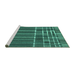 Sideview of Machine Washable Abstract Turquoise Modern Area Rugs, wshabs1917turq