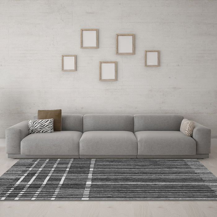 Machine Washable Abstract Gray Modern Rug in a Living Room,, wshabs1917gry